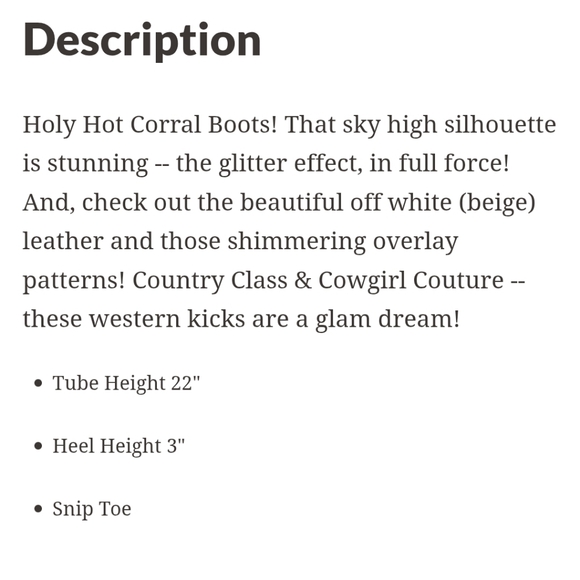 Corral Beige Glitter Overlay Boot - Picture 16 of 16